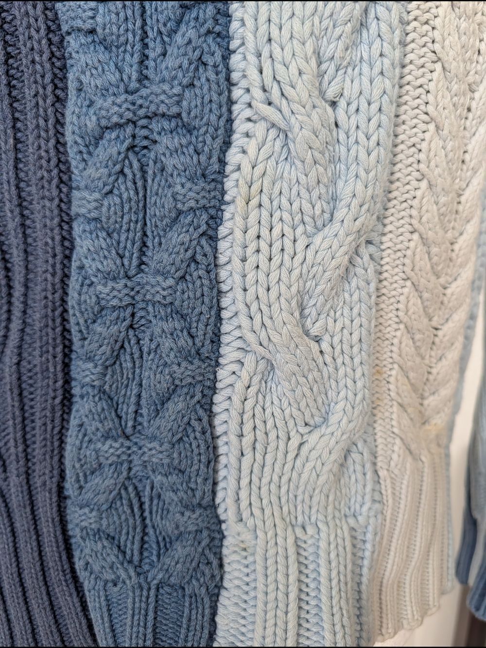 Tommy Hilfiger Womens Blue Off White 2000s Cable Knit Turtleneck Sweater Medium - Picture 8 of 10